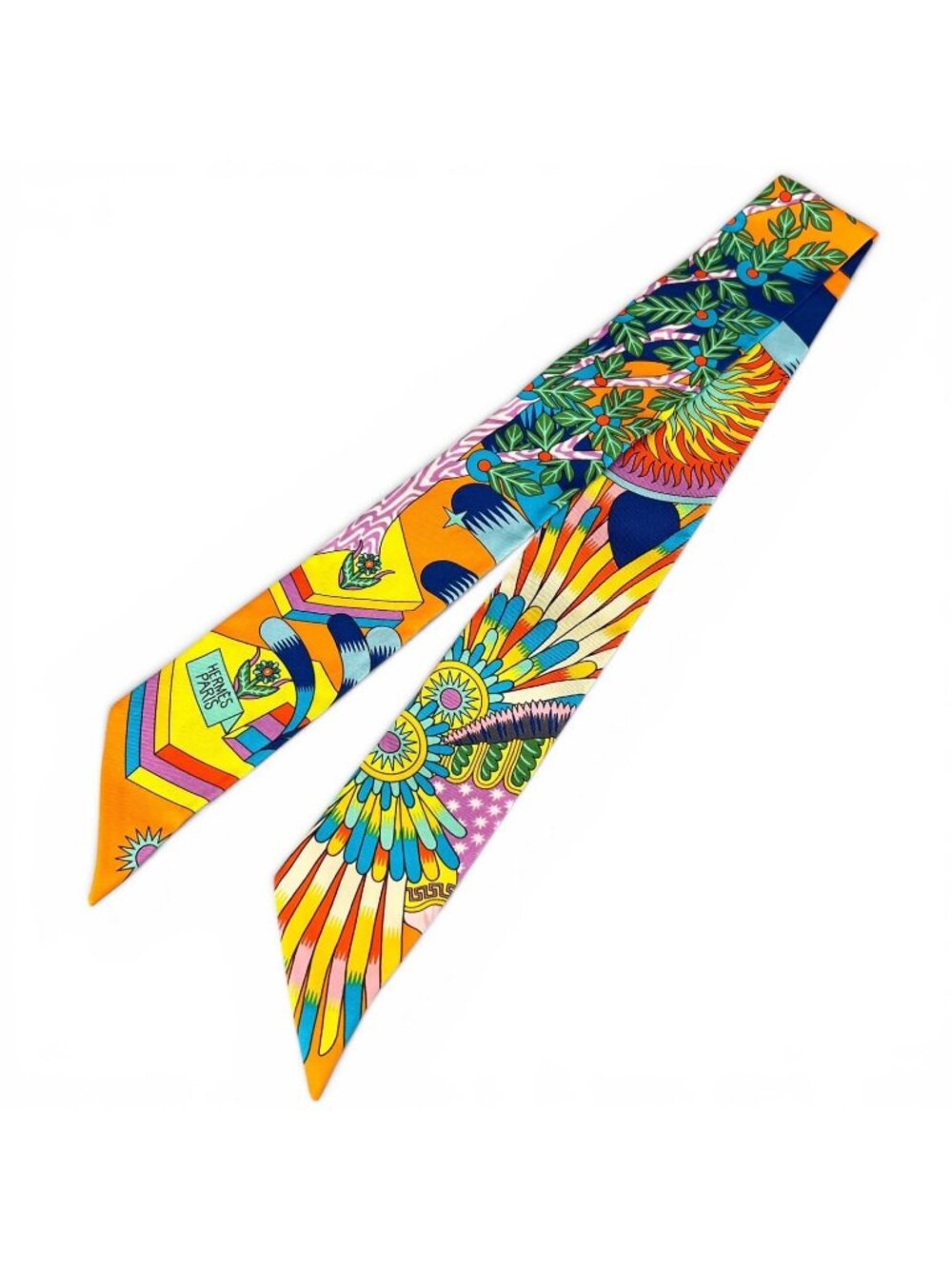 Hermes la Source de Pegase Pegasus Silk 100% Twilly Scarf Multicolor